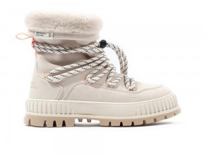 Almond Milk Khaki Palladium PALLASHOCK HIVER Women High Tops Shoes Israel | 67459-FSTN