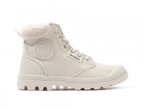 Almond Milk Khaki Palladium PAMPA HI SNOW WARM Women High Tops Shoes Israel | 16830-VZIQ