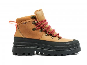 Apple Cinammon Brown Palladium PALLATROOPER HIKER WP+ X FINISTERRE Men High Tops Shoes Israel | 89302-BTGE