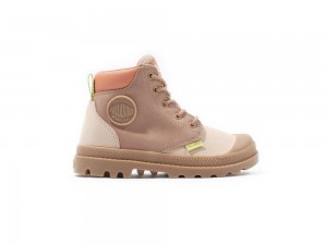 Beige Tan / Nude Brown Palladium PAMPA HI CUFF WP OZ Kids' High Top Boots Israel | 35678-OCIM