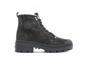 Black Palladium PALLABASE NUBUCK ZIP WL Women High Tops Shoes Israel | 89371-XHEV