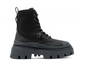 Black Palladium PALLASQUAD CANVAS Women High Tops Shoes Israel | 96182-KYNZ