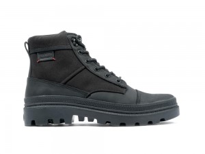 Black Palladium PALLATROOPER ROUGH Men High Top Boots Israel | 05867-THRJ