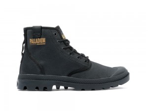 Black Palladium PAMPA HI COATED Men High Tops Shoes Israel | 03592-YTSQ