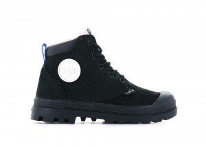 Black / Black Palladium PAMPA HI CUFF WPS OZ Kids' High Top Boots Israel | 72908-ALKP