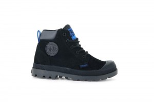 Black / Black Palladium PAMPA HI CUFF WP OZ Kids' High Top Boots Israel | 85127-DKCJ