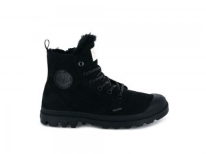 Black / Black Palladium PAMPA HI ZIP WL Women High Tops Shoes Israel | 80976-QVOF