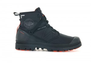 Black / Black Palladium PAMPA TRAVEL LITE+ WATERPROOF Women High Top Boots Israel | 90617-WZFN