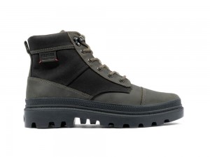 Black / Olive Night Palladium PALLATROOPER ROUGH Men High Top Boots Israel | 56827-YLXU