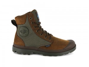 Bridle Brown / Moon Mist Palladium PAMPA SPORT CUFF WPN Men High Top Boots Israel | 02569-MACV