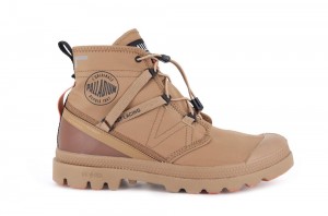 Brown Sugar Palladium PAMPA TRAVEL LITE+ WATERPROOF Women High Top Boots Israel | 06482-XBKP