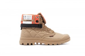 Caramel Brown Palladium BAGGY RE-QUILTED Women High Tops Shoes Israel | 15032-JKQT