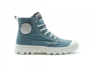 City Blue Palladium PAMPA BLANC Men High Tops Shoes Israel | 65271-DJYG