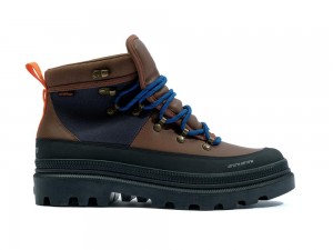 Dark Brown Palladium PALLATROOPER HIKER WP+ X FINISTERRE Women High Tops Shoes Israel | 65147-YRIZ