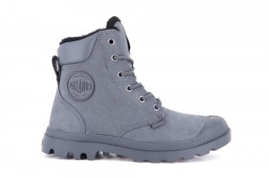 Dark Shadow Grey Palladium PAMPA SPORT CUFF WPS Women High Top Boots Israel | 43692-YDXL