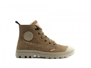 Dear Brown Aop Palladium PAMPA HI ZIP WL Women High Tops Shoes Israel | 74325-AKGZ