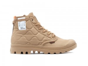 Desert Beige Palladium PAMPA RE-QUILTED Men High Tops Shoes Israel | 27416-GHOY