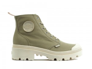 Dune Grey Palladium PALLABASE TWILL Women High Top Boots Israel | 28194-ROYQ