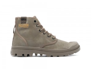 Dusky Green Palladium PAMPA HI COATED Women High Tops Shoes Israel | 41953-WYZG