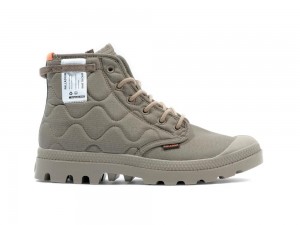 Military Olive Palladium PAMPA RE-QUILTED Women High Tops Shoes Israel | 29081-PXRA