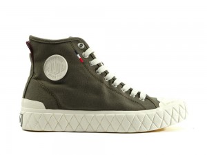 Olive Night Palladium PALLA ACE CANVAS MID Men High Tops Shoes Israel | 42389-CQIM