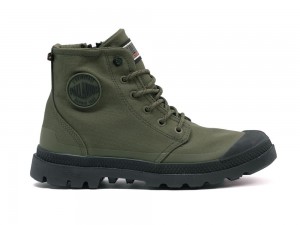 Olive Night Palladium PAMPA RCYL LT+WP+ZIP Women High Top Boots Israel | 86495-TXYF