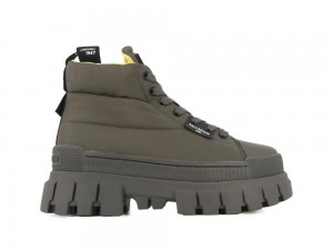 Olive Night Palladium REVOLT BOOT OVERCUSH Women High Top Sneakers Israel | 08572-EDRG