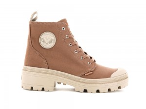 Peru Archive Brown Palladium PALLABASE TWILL Women High Top Boots Israel | 39502-QYWV