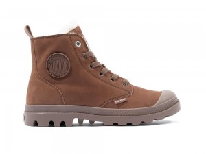 Pine Bark Brown Palladium PAMPA HI ZIP WL Women High Tops Shoes Israel | 42765-JUPG