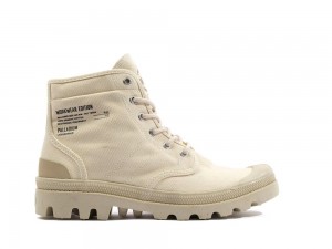 Sahara Beige Palladium PALLABROUSSE WORKWEAR Women High Top Boots Israel | 46512-TRYD