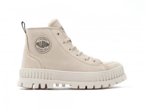 Sahara Beige Palladium PALLASHOCK ZIP WARM Women High Tops Shoes Israel | 87942-YMRG