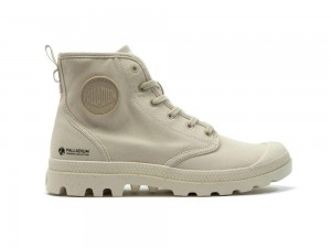 Sahara Beige Palladium PAMPA HI ZIP ORGANIC Women High Tops Shoes Israel | 96872-EDWJ