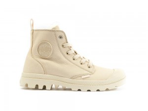 Sahara Beige Palladium PAMPA HI ZIP WL Women High Tops Shoes Israel | 65304-IMAY