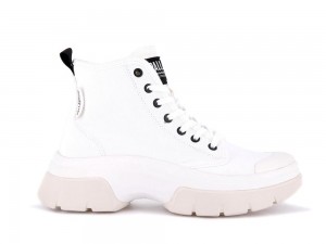 Star White Palladium PALLAWAVE Women High Top Boots Israel | 17842-KQPZ