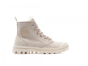 Warm Sand Brown Palladium PAMPA HI ZIP WL Women High Tops Shoes Israel | 81576-ZSMO