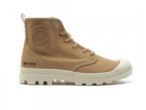 Woodlin Brown Palladium PAMPA HI ZIP ORGANIC Women High Tops Shoes Israel | 12539-IMFD