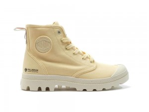 Yellow Crème Palladium PAMPA HI ZIP ORGANIC Women High Tops Shoes Israel | 62053-CVXQ