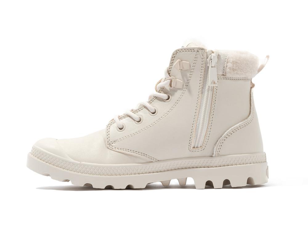 Almond Milk Khaki Palladium PAMPA HI SNOW WARM Women High Tops Shoes  Israel |  16830-VZIQ