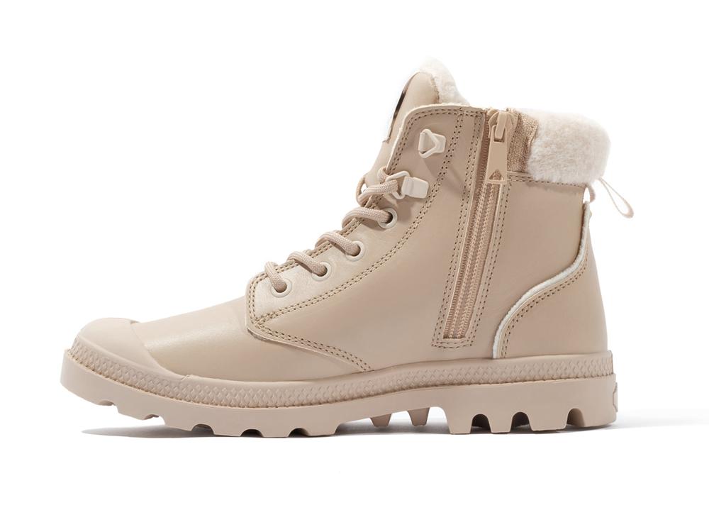 Beige Tan Palladium PAMPA HI SNOW WARM Women High Tops Shoes  Israel |  70169-SEPX