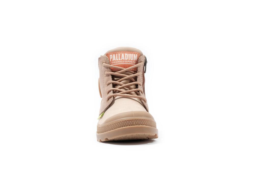 Beige Tan / Nude Brown Palladium PAMPA HI CUFF WP OZ Kids' High Top Boots  Israel |  35678-OCIM