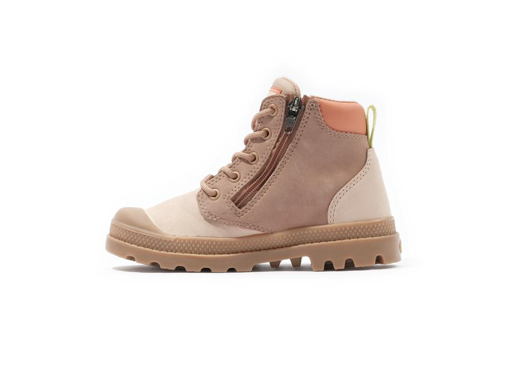 Beige Tan / Nude Brown Palladium PAMPA HI CUFF WP OZ Kids' High Top Boots  Israel |  35678-OCIM