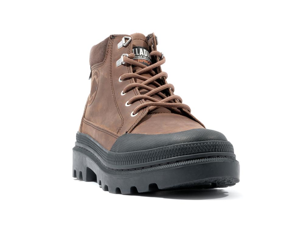 Bison Brown Palladium PALLATROOPER CUFF WP+ Men High Tops Shoes  Israel |  68934-DZMQ