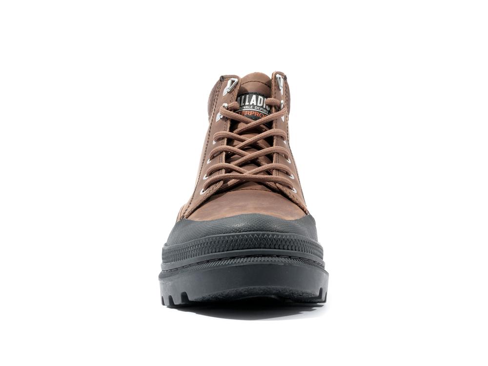 Bison Brown Palladium PALLATROOPER CUFF WP+ Men High Tops Shoes  Israel |  68934-DZMQ