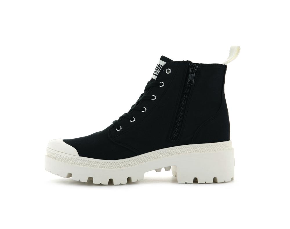 Black Palladium PALLABASE TWILL Women High Top Boots  Israel |  24319-DOWC