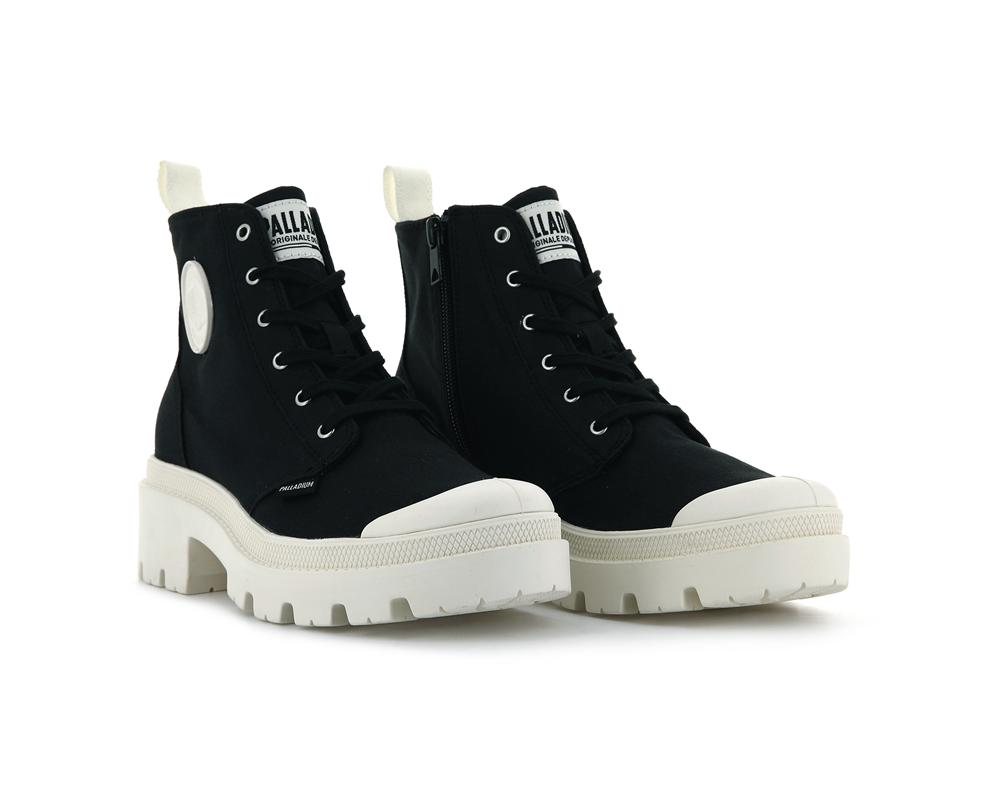 Black Palladium PALLABASE TWILL Women High Top Boots  Israel |  24319-DOWC