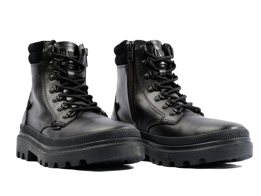 Black Palladium PALLATROOPER HIKER LEATHER Men High Tops Shoes  Israel |  91302-NXOD