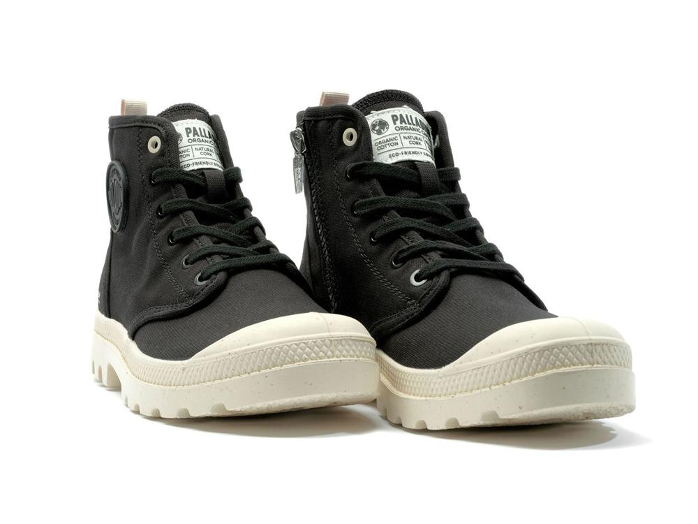 Black Palladium PAMPA HI ZIP ORGANIC Kids' High Top Boots  Israel |  36014-LFIZ