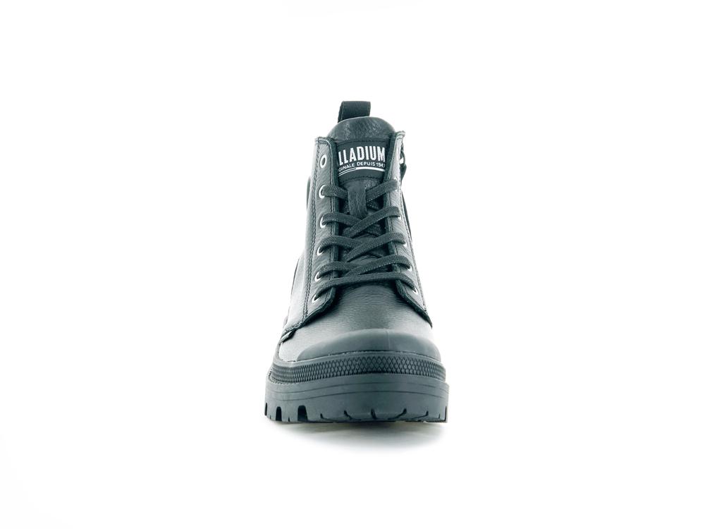 Black / Black Palladium PALLABASE LEATHER Women High Top Boots  Israel |  47639-BACW