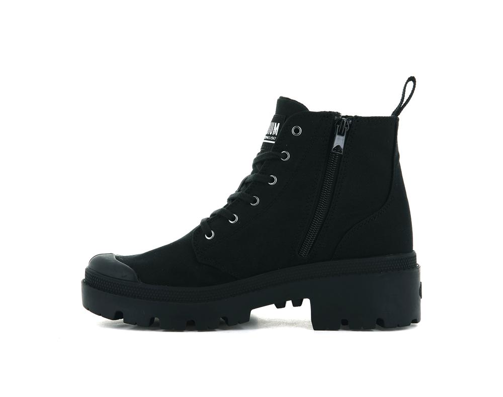 Black / Black Palladium PALLABASE TWILL Women High Top Boots  Israel |  24730-BQWA