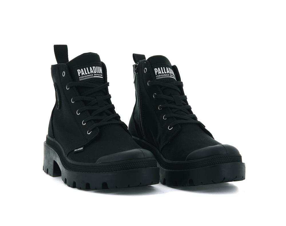 Black / Black Palladium PALLABASE TWILL Women High Top Boots  Israel |  24730-BQWA